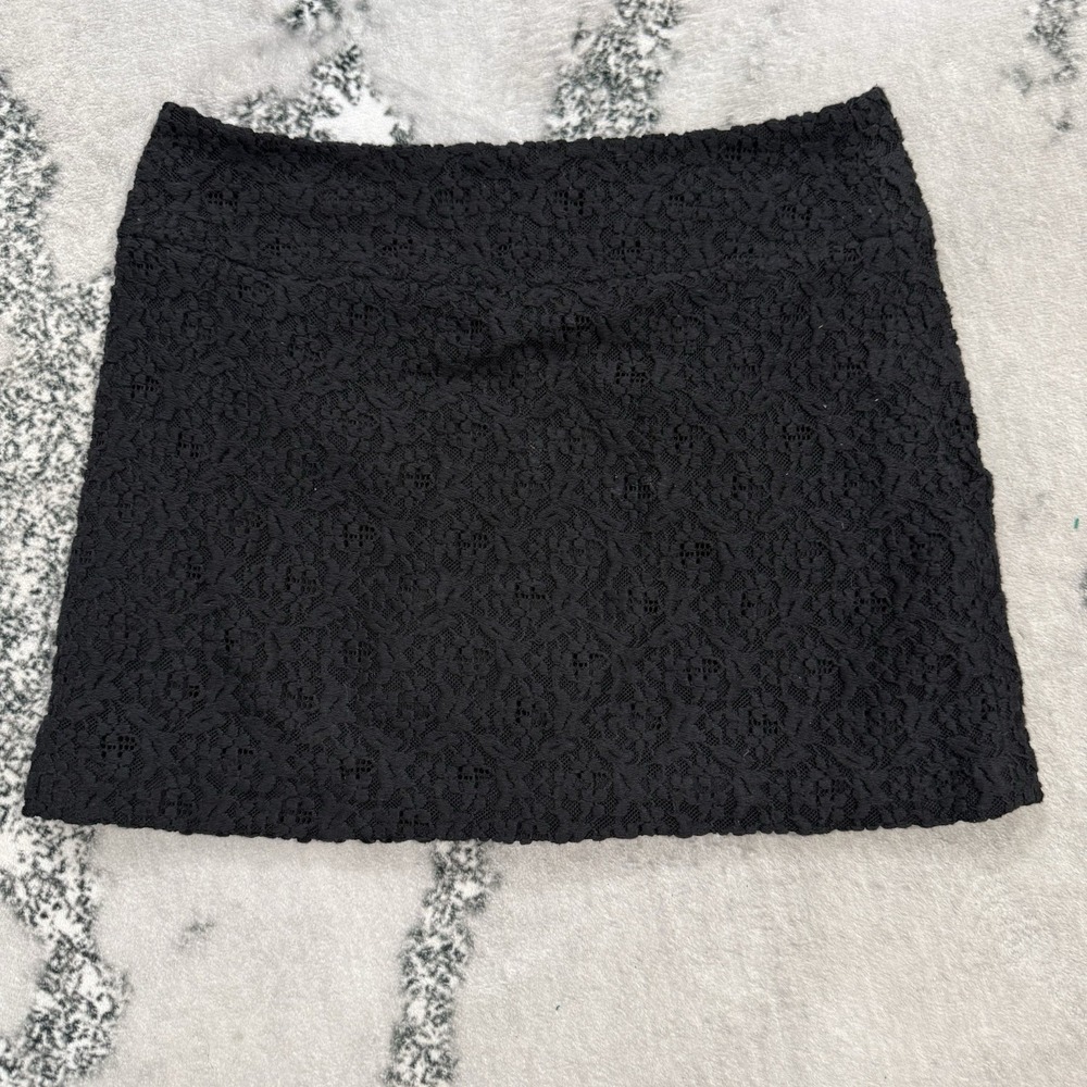 Madewell X Sezane Black Lace Mini Skirt Womens‎ 0 Front Zip Lines Cotton Blend